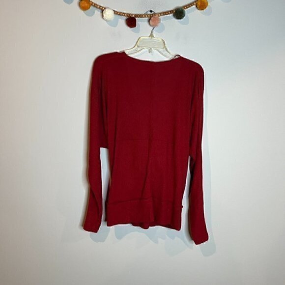 Free People deep red ribbed faux wrap top - Picture 5 of 5